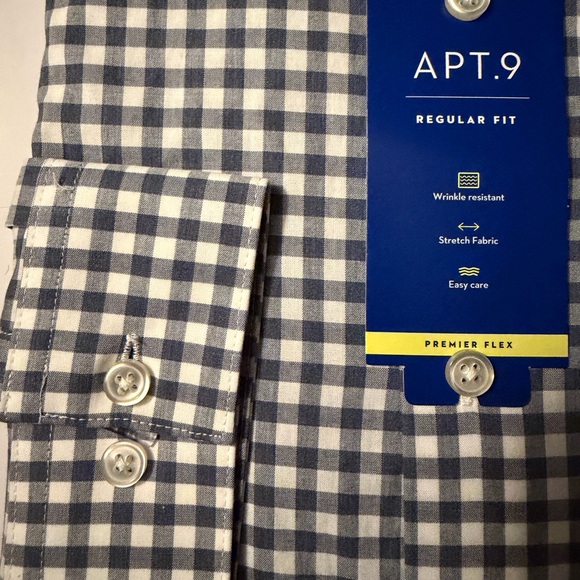 Apt. 9 Men's Gray and White Plaid Dress Shirt - Picture 6 of 6